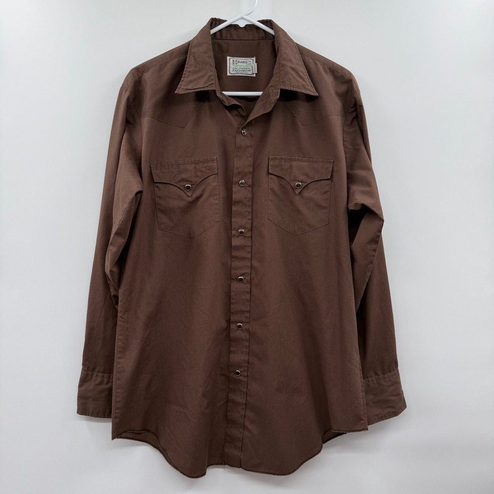 Vintage H Bar C Ranch Wear Blue  Pearl Snap Rodeo Western Shirt Size 16.5-34